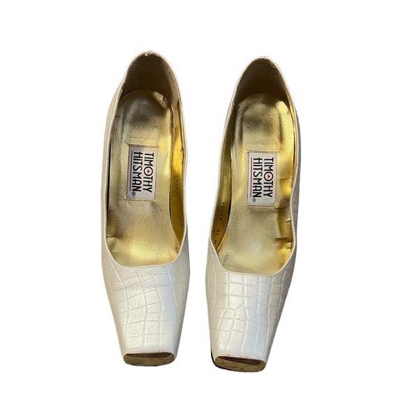 TIMOTHY HITSMAN Vintage Preppy Classic Women's Heels White Size 6.5 M - Picture 2 of 10